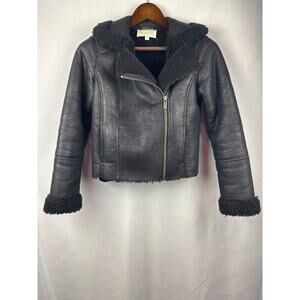 Women’s Two by Vince Camuto XS Black Suede Fur Lined Coat